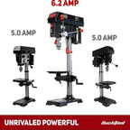 BUCKTOOL 12 INCH 6.2A Professional Bench Drill Press, 3/4HP Powerful Benchtop Drill Press, Variable Speed Drill Press With Work Light