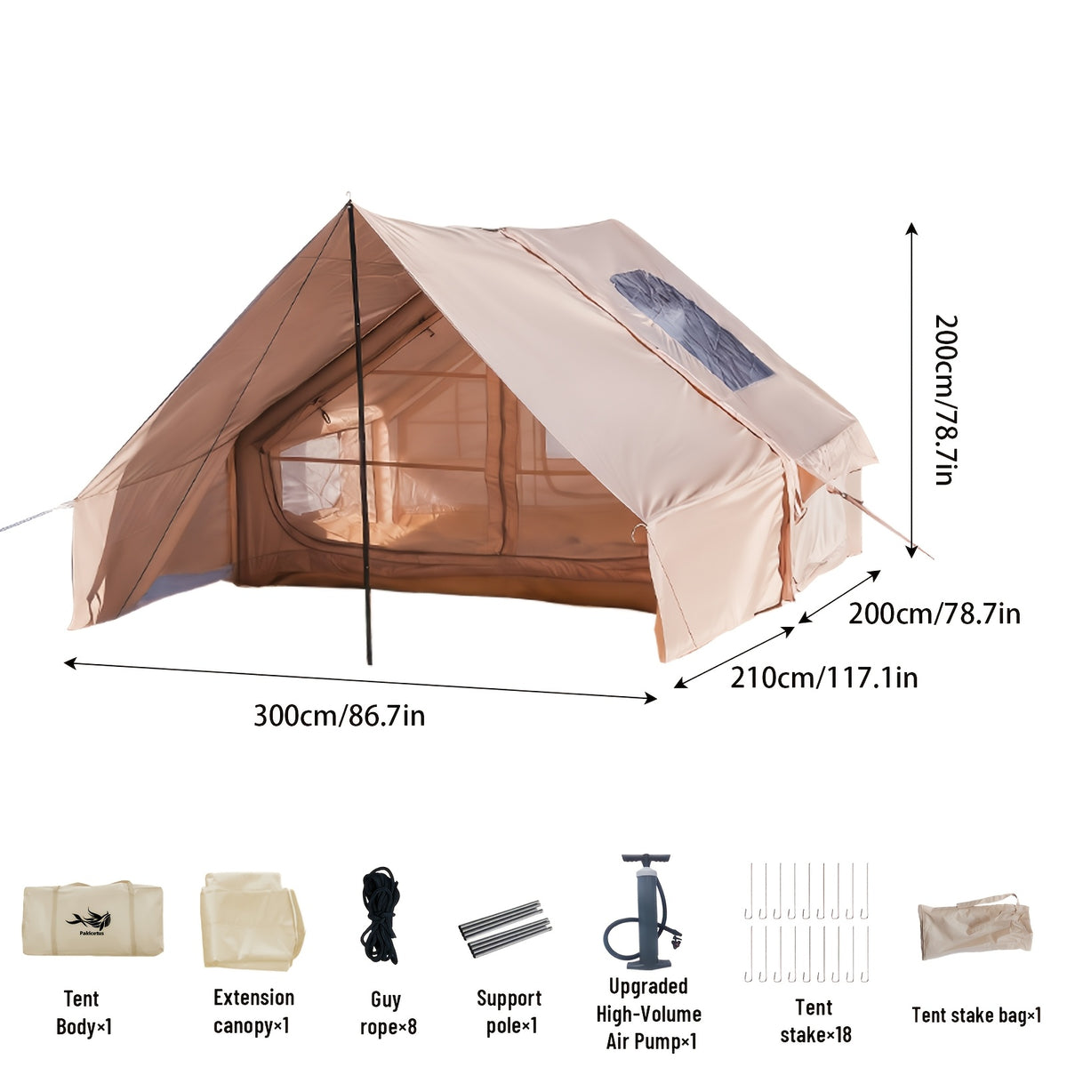 PAKICETUS Inflatable SUV Tailgate Tent with Air Pump for Quick Setup, 4-6 Person Model, Breathable Mesh for Smooth Ventilation, Windproof Oxford Fabric Inflatable Shelter, Suitable for Summer Glamping and Car Camping