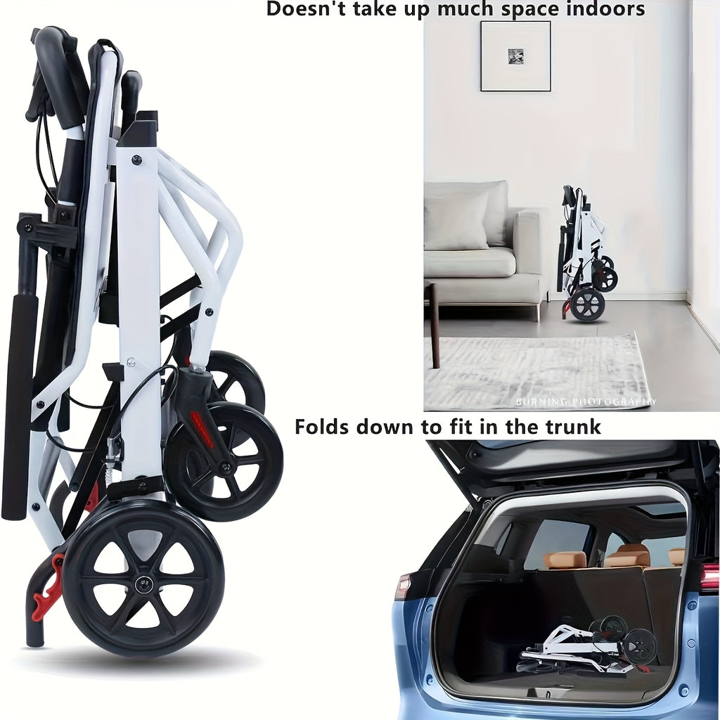 Aevi Ultra-Light Folding Portable Wheelchair for the Elderly, Portable Wheelchair for Adults and Children, Load Capacity 220 Lbs, Suitable for the Elderly, Adults, and Seniors for Outings, Can Be Placed in the Trunk