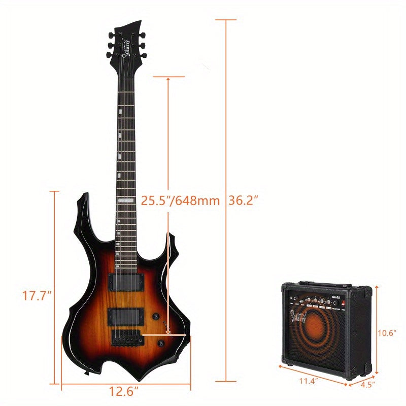 Sunset - Colored Flame Electric Guitar And Amp Set - with Closed Style Humbucker - Humbucker Pickups And Technology Wood Fingerboard