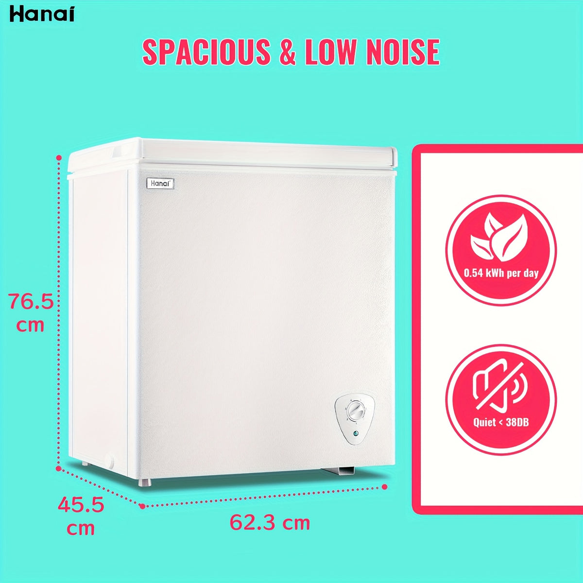 Chest Freezer WANAI 5.0 Cu. Ft. Compact Deep Freezer with Removable Basket and Adjustable Temperature Control