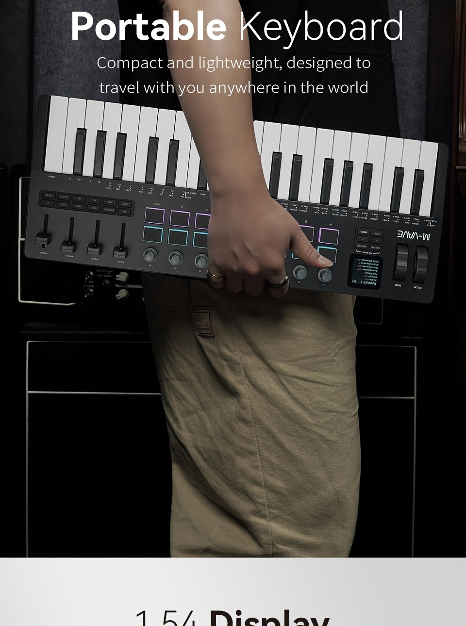 M-VAVE SMK37PRO Professional MIDI Keyboard, 37-Key Wireless Wireless Music Arrangement And Production Synthesizer