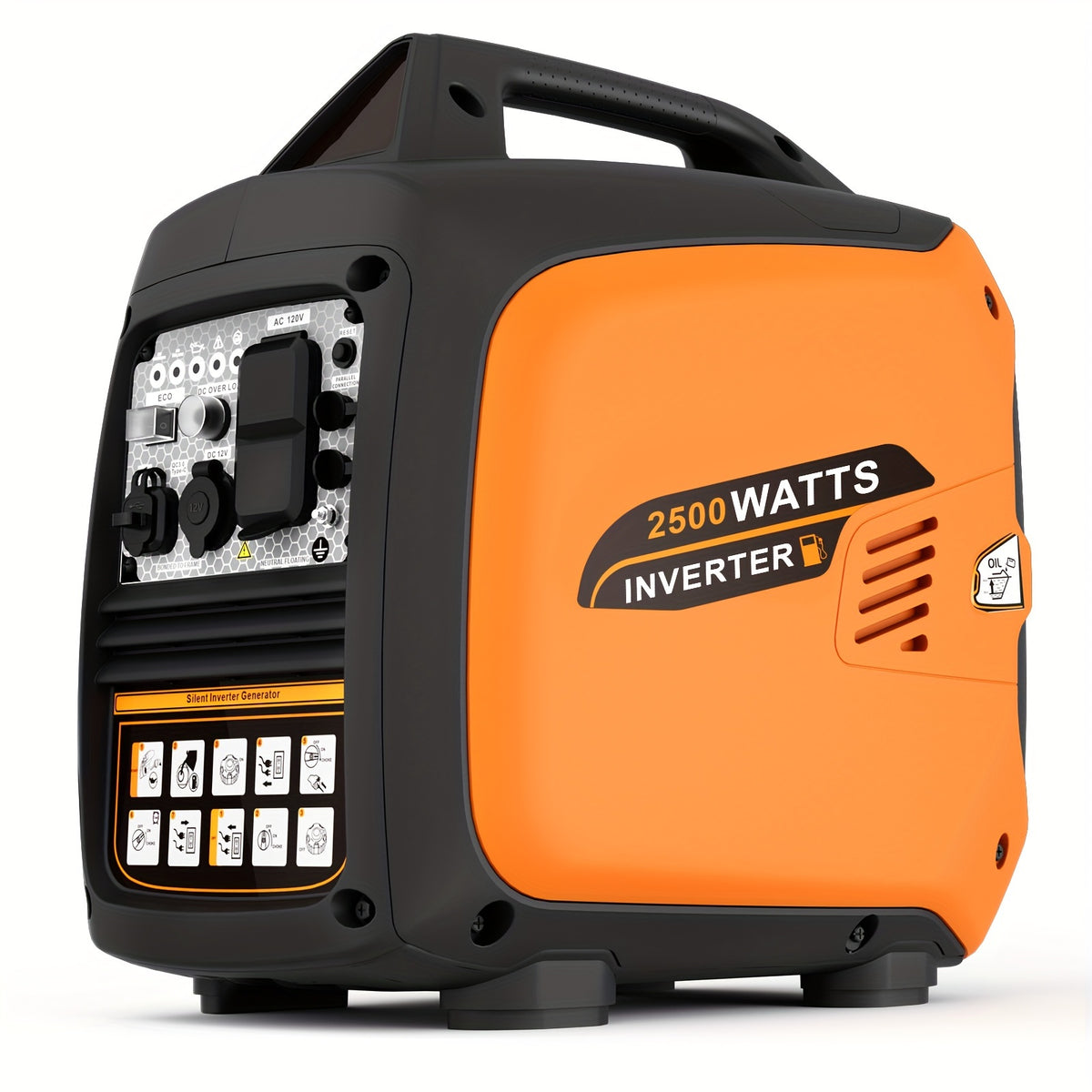 2500W Portable Generator with CO Protector, Four Stroke, Silent Technology, Suitable for Blizzard Hurricane Weather, Camping, Home RV Backup Power Dual 120V AC Sockets, USB and Type-Cports,reliable Power Support,Comes with a Screwdriver