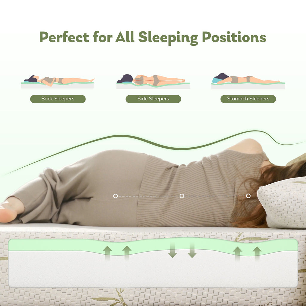 Dyonery 6/8/10 lnch Memory Foam Mattress, Green Tea Gel Infused Mattress in a Box, Breathable Bamboo Cover, Twin Full Queen King Size