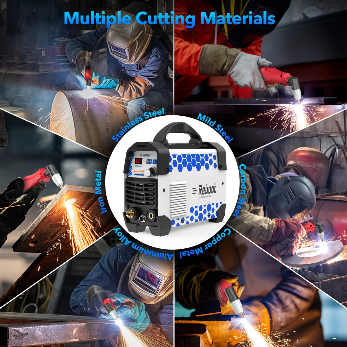 Reboot 60A Plasma Cutter Dual Voltage 120V/240V, 1/2" Clean Cut IGBT Inverter, Portable Metal Cutting Machine With Torch & Tips - RBC6000D 2026 Upgraded (Pre-Installed Air Regulator)