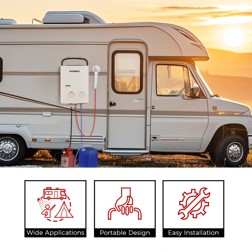 1.32gal 1.32 GPM Propane Tankless Water Heater, Outdoor Instant Hot Water System with 1.2 GPM Pump for Camping And RV Use