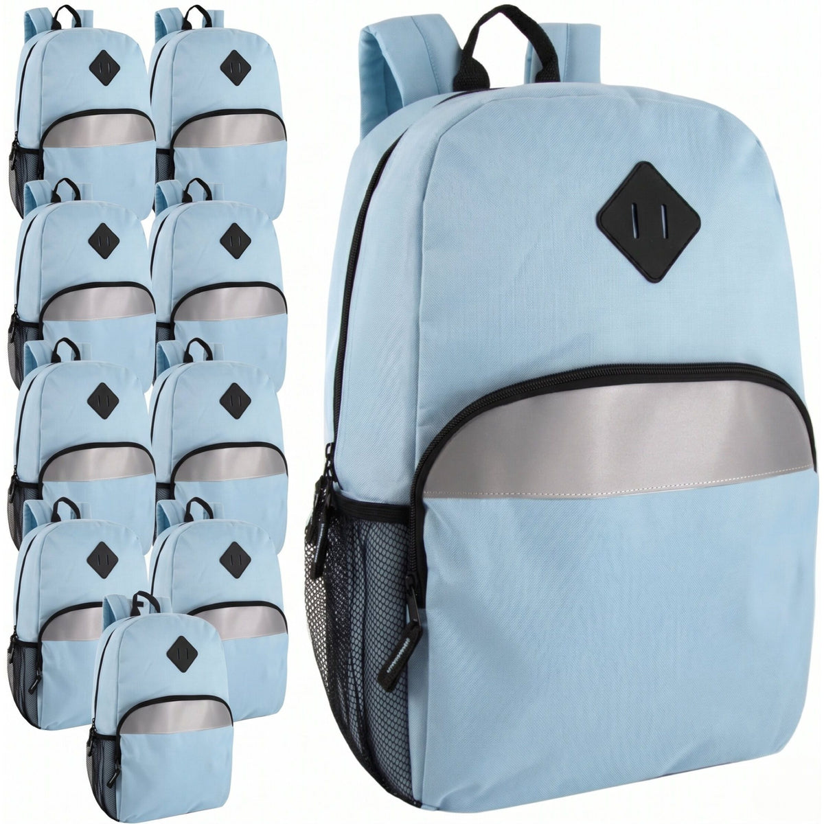 Trailmaker (24 Pack) 17" Backpack – Reflective School Backpack with Padded Straps, Water Bottle Pockets for Kids & Adults, School Travel Camp