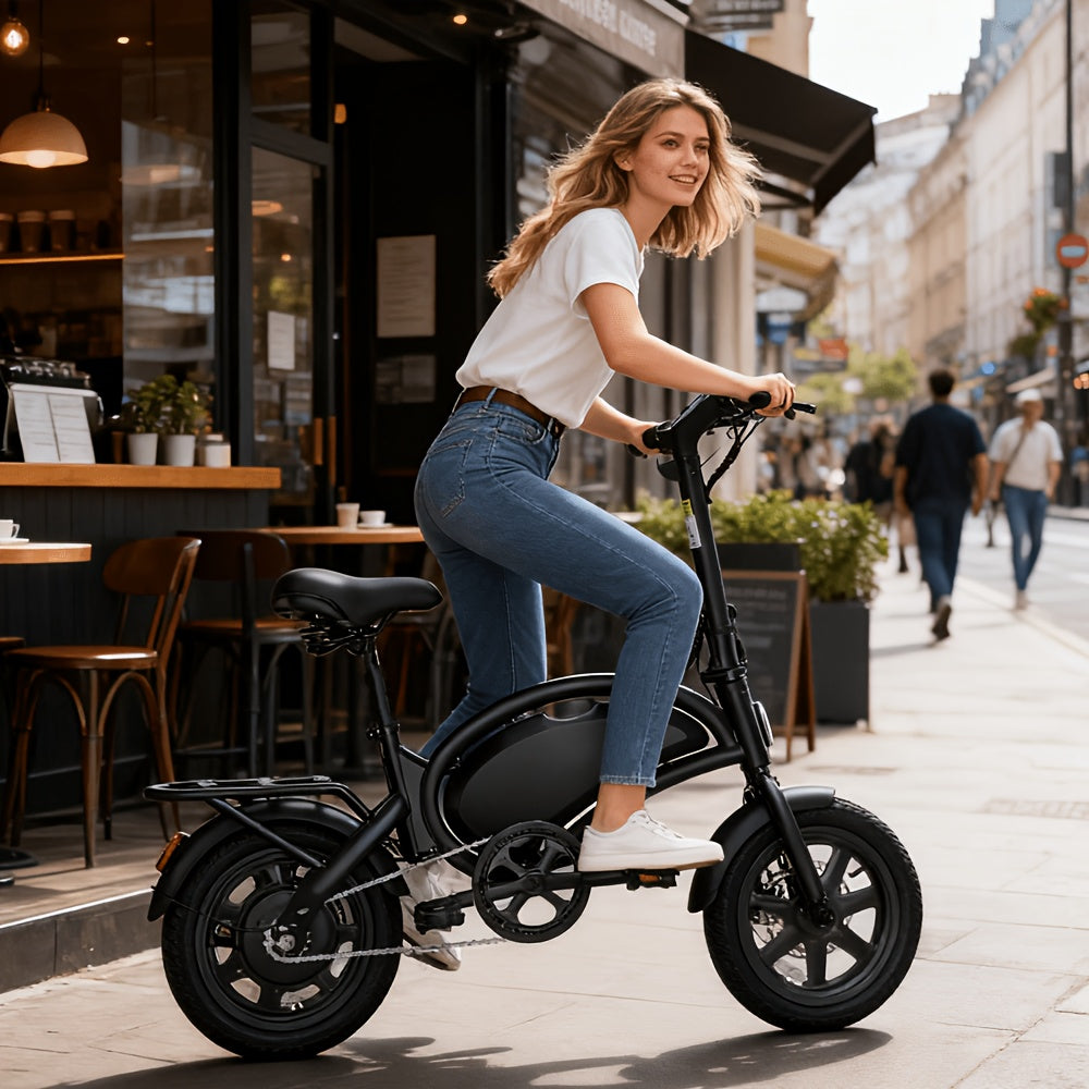 Folding Electric Bike for Adults, D3Fmini 14-Inch Commuter E-Bike with LCD Display and 350W Motor