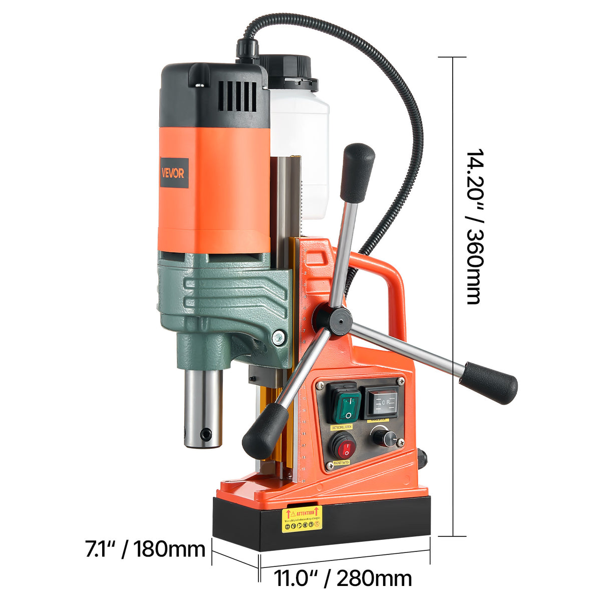 VEVOR Mag Drill Press, 2" Core Drilling Machine, 2922 lbf Variable Speed Portable Magnetic Drill, Heavy Duty Metal Hole Cutter with 6 Annular Cutters for I-Beam Steel Fabrication & Jobsite