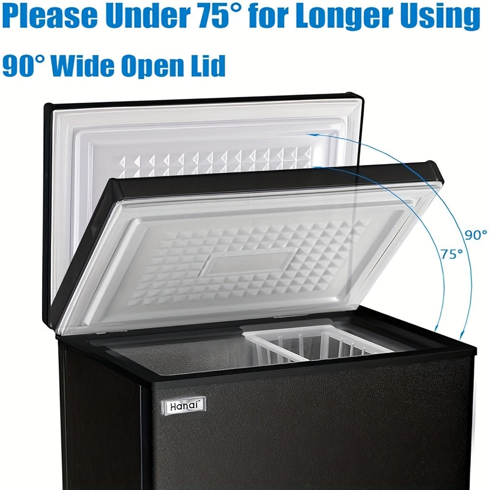 WANAI Chest Freezer Small Freezer Black Deep Freezers Compact Free-Standing Top Door Adjustable 7 Thermostats And Removable Basket Open Deep Freezer Apartment Kitchen