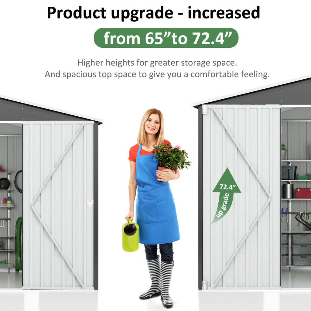 Outdoor Storage Shed, Metal Shed with Updated Frame Structure And Lockable Doors, Large Shed Upgrade Height Ideal for Garden, Backyard, Patio Utility And Tool Storage