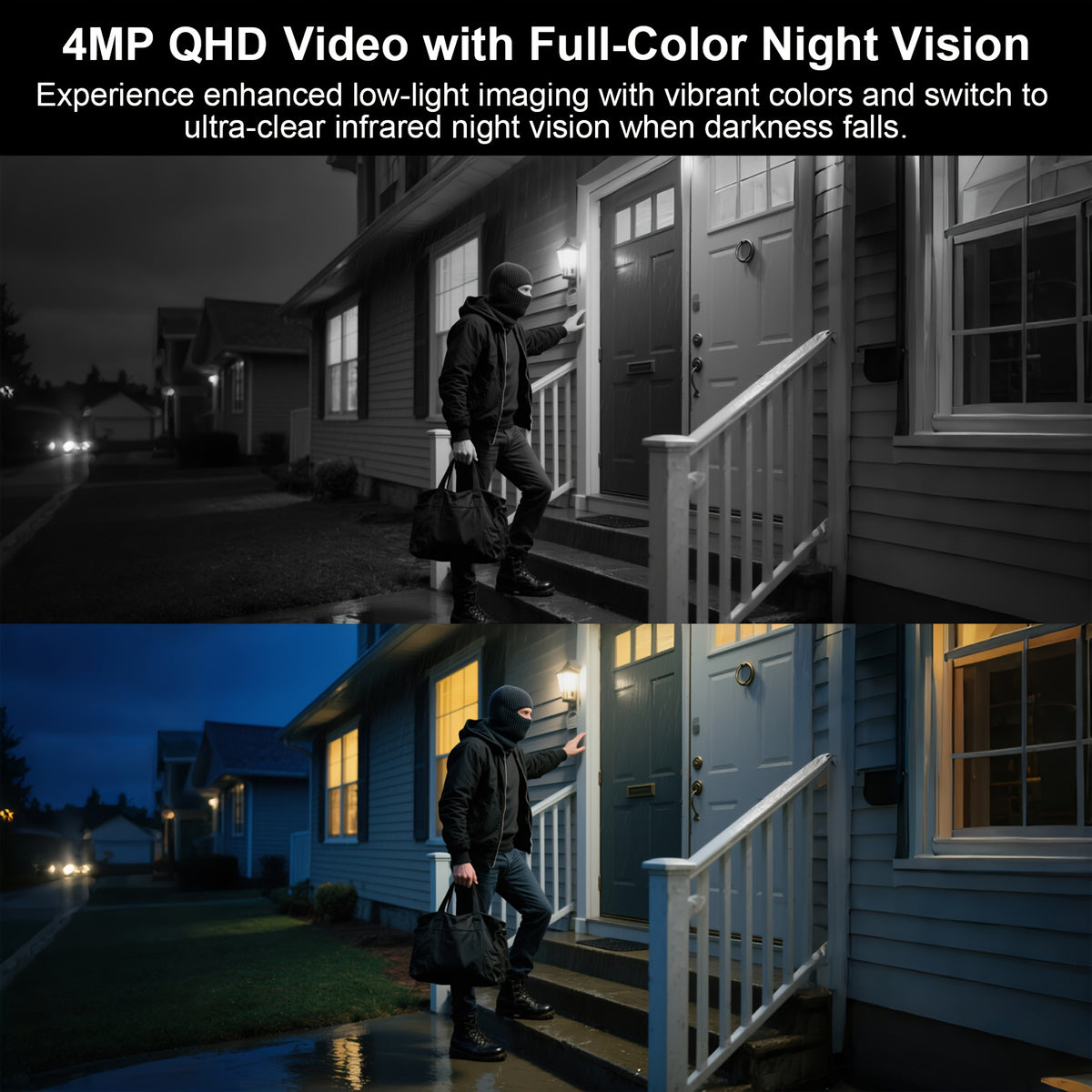 4MP Outdoor Camera with Battery Backup, Wireless Surveillance System Suitable for /Business, PIR Motion Detection, Color Night Vision, Alexa Compatible, SD/Cloud Storage, 2-Way Audio, Mobile App