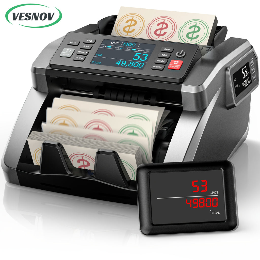[Black Friday] Mixed Denomination Money Counter Machine, Value Counting, N70 Bill Counter With UV/MG/IR/MT Counterfeit Detection, 3.5" TFT Display Cash Counting Machine, Office Supplies, Black Friday