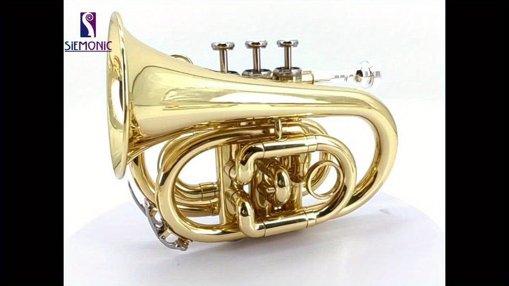 WUQIMUSC Bb Pocket Trumpet Nickel Plated, Brass Beginner Trumpet with 7C Mouthpiece, Case, Cleaning Kit & Gloves Musical Instruments Gift
