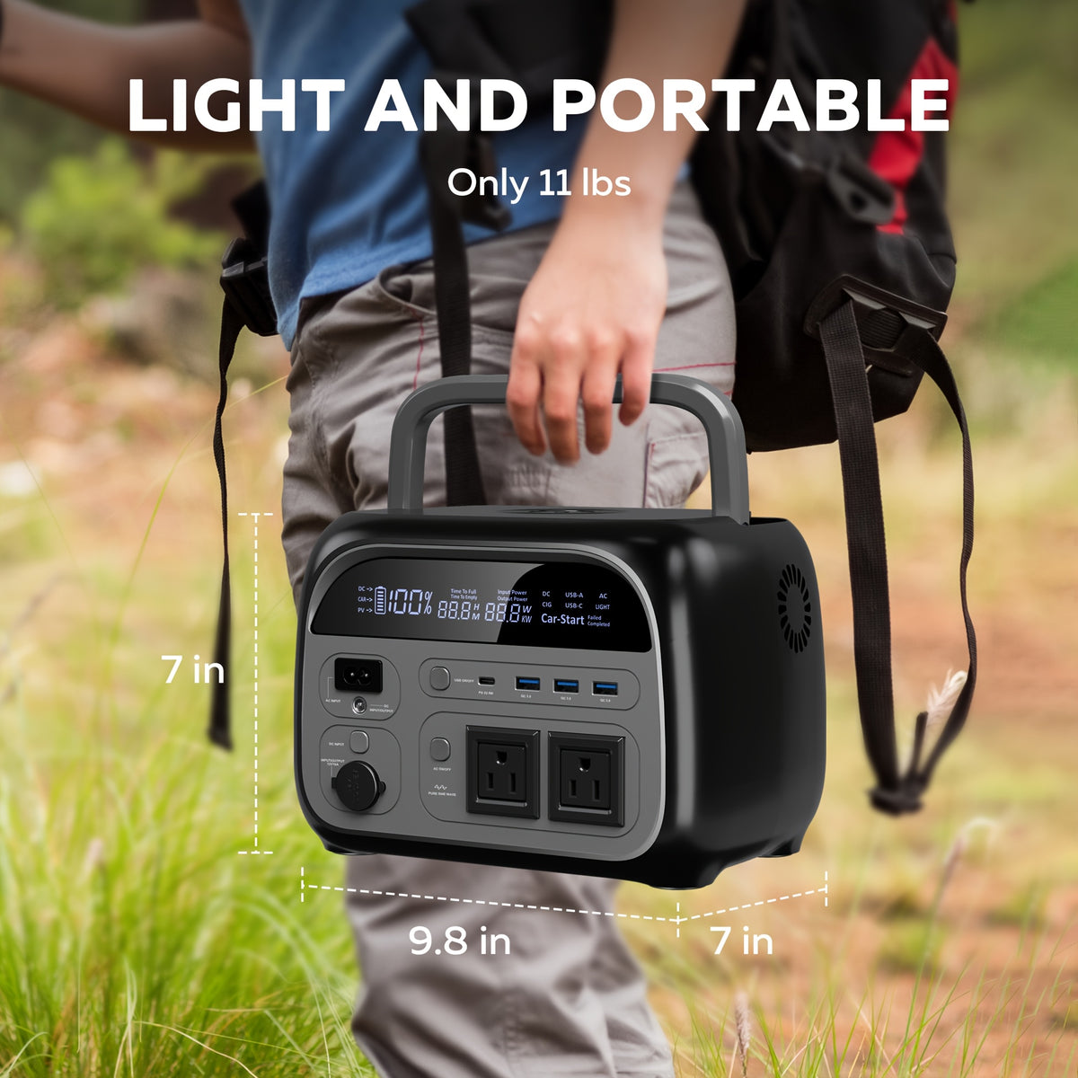 Ctolity Peak 1000W, Rate 500W Portable Power Station, 345Wh LifePo4 Battery, UPS Function, Pure Sine Wave, Backup Power for Home Blackout/ RV/ Camping, Emergency Power Supply, Compact Design, Durable Construction, Cell Phone Battery Charger