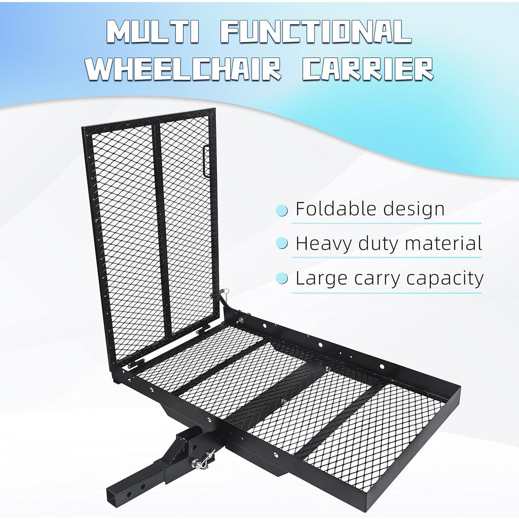 Hitch Cargo Carrier with Ramp Foldable Hitch Mount Wheelchair Carrier Mobility Scooter Ramp 500 Lbs Weight Capacity (halloween & accessories)