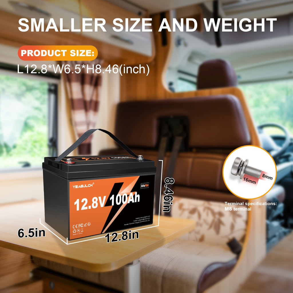 12V 100/150Ah LiFePO4 Battery, Deep Cycle Rechargeable Lithium Battery, Built-in BMS, 1280/1920Wh, Very Suitable for RV, Off Grid, Solar And Camping Use