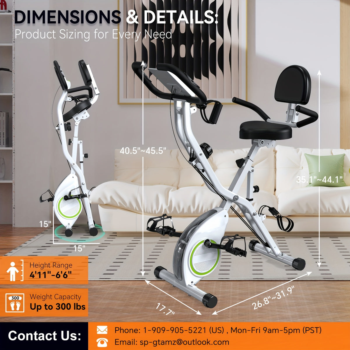Foldable Exercise Bike Stationary Bikes for Home, 5in 1 Indoor Workout Bike, Cycling Bike with 16-Level Quiet Magnetic Resistance, 6.6 LBS Flywheel and 300LBS Capacity, 2025 Designed 817 X-bike