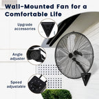 20 Inch Wall Mounted Fan with High-Power Motor, 2pcs Set, 120 Degree Swing, 60 Degree Tilt, And 3-Speed Setting, Durable Industrial Fan Suitable for Industrial Grade Cooling Equipment in Garages, Workshops, Offices, And Homes