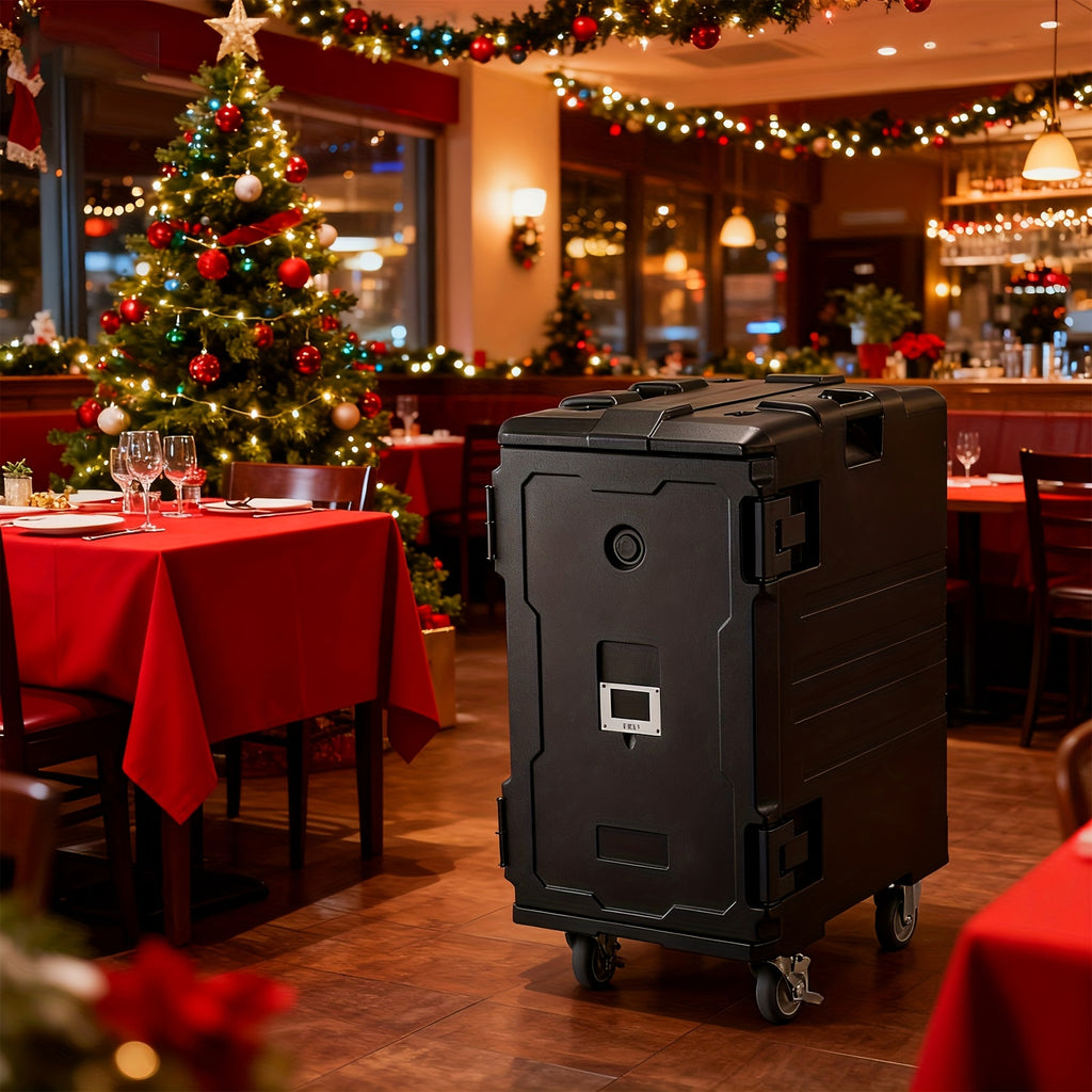 127QT Food Warmers with Swivel Casters, Hot Box Food Warmer, Catering Food Warmers for 8 Full Size Pans (NOT Included), Hot Boxes for Catering, Canteen, Christmas Party, Gathering, Restaurant Event