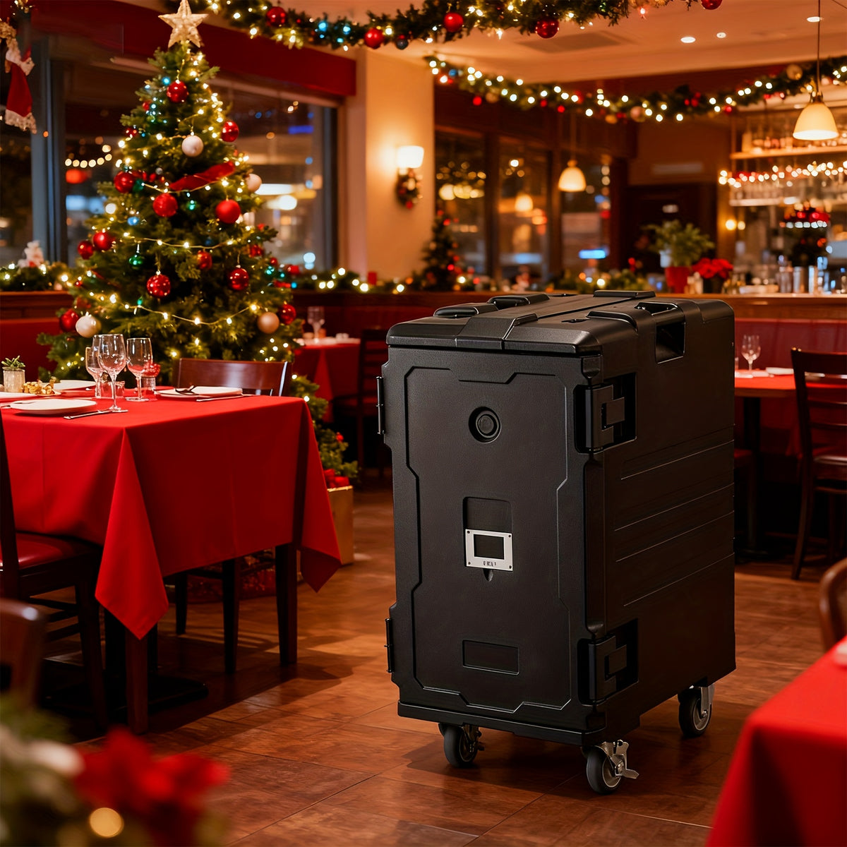 127QT Food Warmers with Swivel Casters, Hot Box Food Warmer, Catering Food Warmers for 8 Full Size Pans (NOT Included), Hot Boxes for Catering, Canteen, Christmas Party, Gathering, Restaurant Event