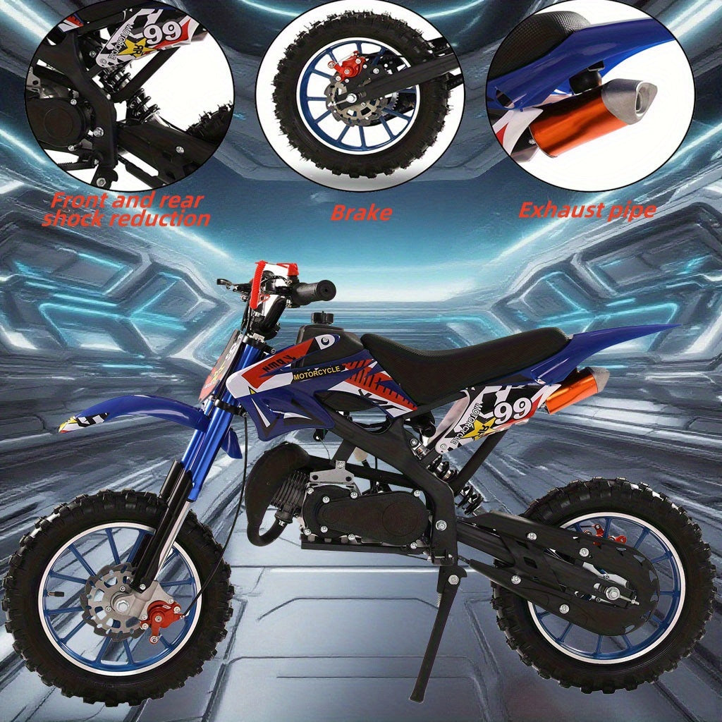 Gas Dirt Bike 49CC 2-stroke Off-road Vehicle, Mini Bike Gas Powered Motorcycle Off-road Race, Off-road Mini Motorcycle, Gas Off-road Motorcycle Go Kart, Gas Off-road Vehicle with A Load Capacity Of 300 Pounds Dirt Bike