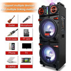 Sound Portable Party Bluetooth Speakers Loud Sound Powerful, DJ Sound Stereo Loud Bass Karaoke Machine with Sound Reactive Party Lights, USB/SD Input and Telescopic Pull Rod, Remote Control
