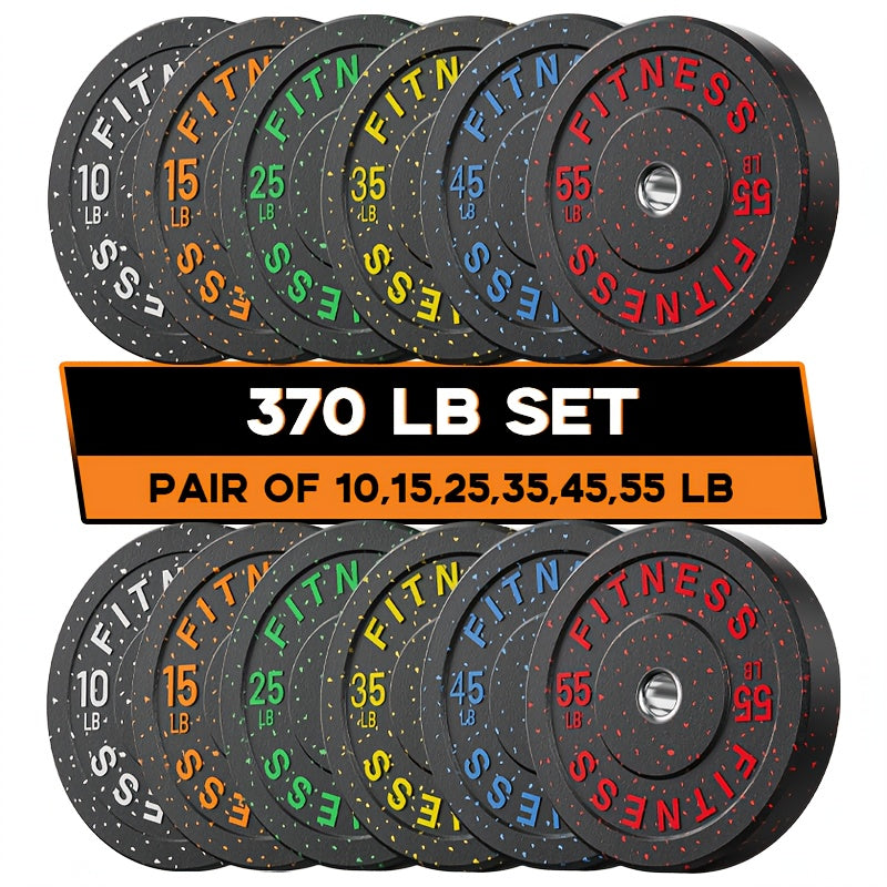 45-650Lbs High Bounce Bumper Plates, 2 Inch Colored Fleck Rubber Weight Plates For Heavy Lifters, Powerlifting, CrossFit, Deadlift, Squat, Home Gym, Strength Workout, For Men, Women, Big Weight Enthusiasts