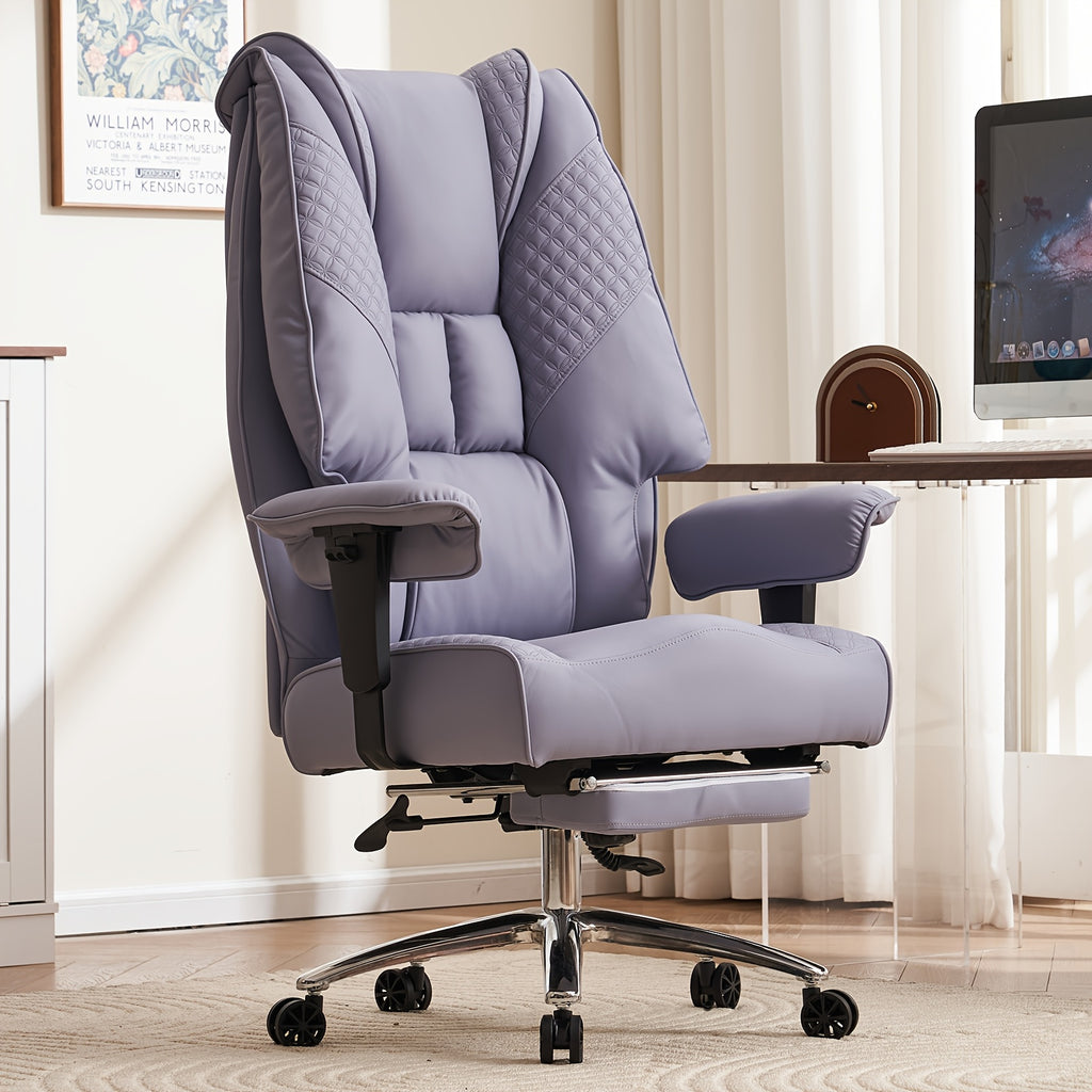 [PU Leather Executive Chair] Efomao Desk Office Chair 400LBS, Big And Tall Office Chair, PU Leather Computer Chair, Executive Office Chair With Leg Rest And Lumbar Support