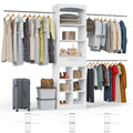 4-8ft Tall White Modern Closet System Organizer Tower with 10 Drawers & Shelves, Heavy-Duty Modular Wardrobe Storage with Hanging Rods, Fits 60-96.7" Walk-In Closets, Assembly (Space-Saving)