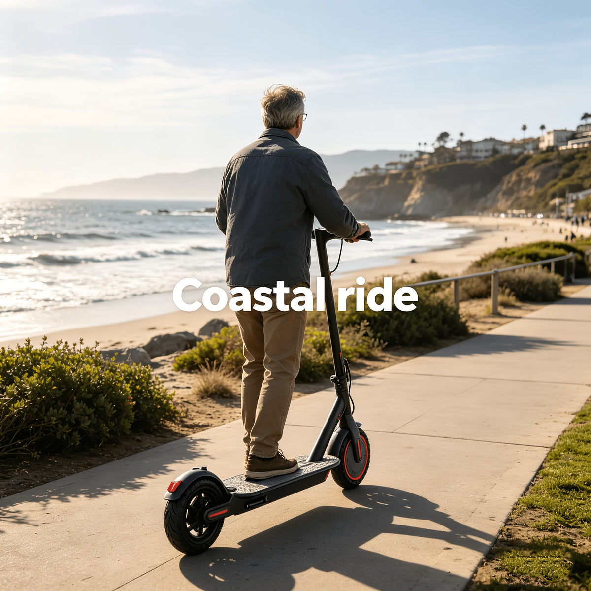 Long Distance Folding Adult Electric Scooter, 350W Motor, 8.5 Inch Anti-Slip Solid Tires, Smart APP& LCD Dashboard, 3 Adjustable Speeds, Dual Safe Brakes, LED Headlight Taillight, Built-in Bell, Aluminum Alloy Body, 265 LBS Load, Low Maintenance