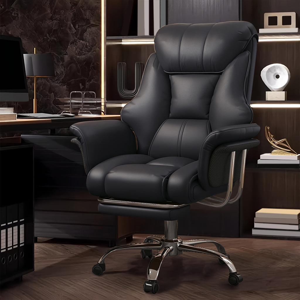 Executive Leather Office Chair, Comfy Desk Chair with Lumbar Support, Adjustable Height And Tilt, Rolling Swivel Chair, an Ergonomic Computer Chair