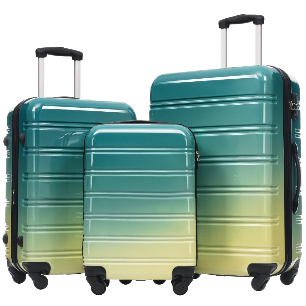 Merax Luggage Sets 3pcs, Hardside Expandable Suitcase Set with Spinner Wheels, Lightweight Gradient Color Luggage 20+24+28in
