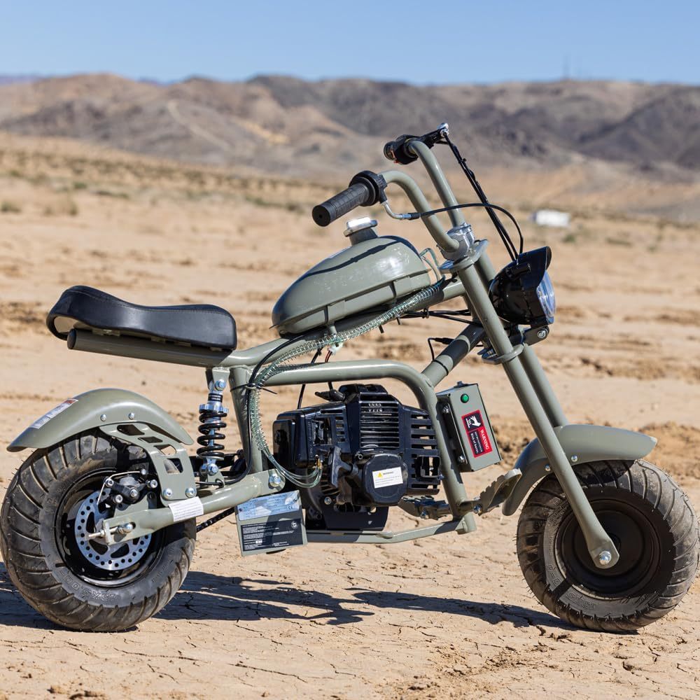 Gas Mini Chopper Bike, DB003 Model 40CC4-Stroke Dirt Bike with Big Headlight, Rear Shock Absorber, Metal Frame, Disc Brakes, Max Load 165Lbs, Up to 20Mph, Product name: gas mini dirt bike, chopper bike
