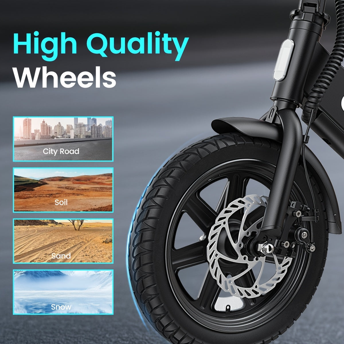 14" Electric Bike For Adults Teens, Folding Electric Bicycle, Commuter City E-Bike With 350W Peak 500W Motor And 36V 7.5Ah Battery, 3 Levels Assist, Dual Disc Brakes, Built-in Battery Max Speed 15.5MPH