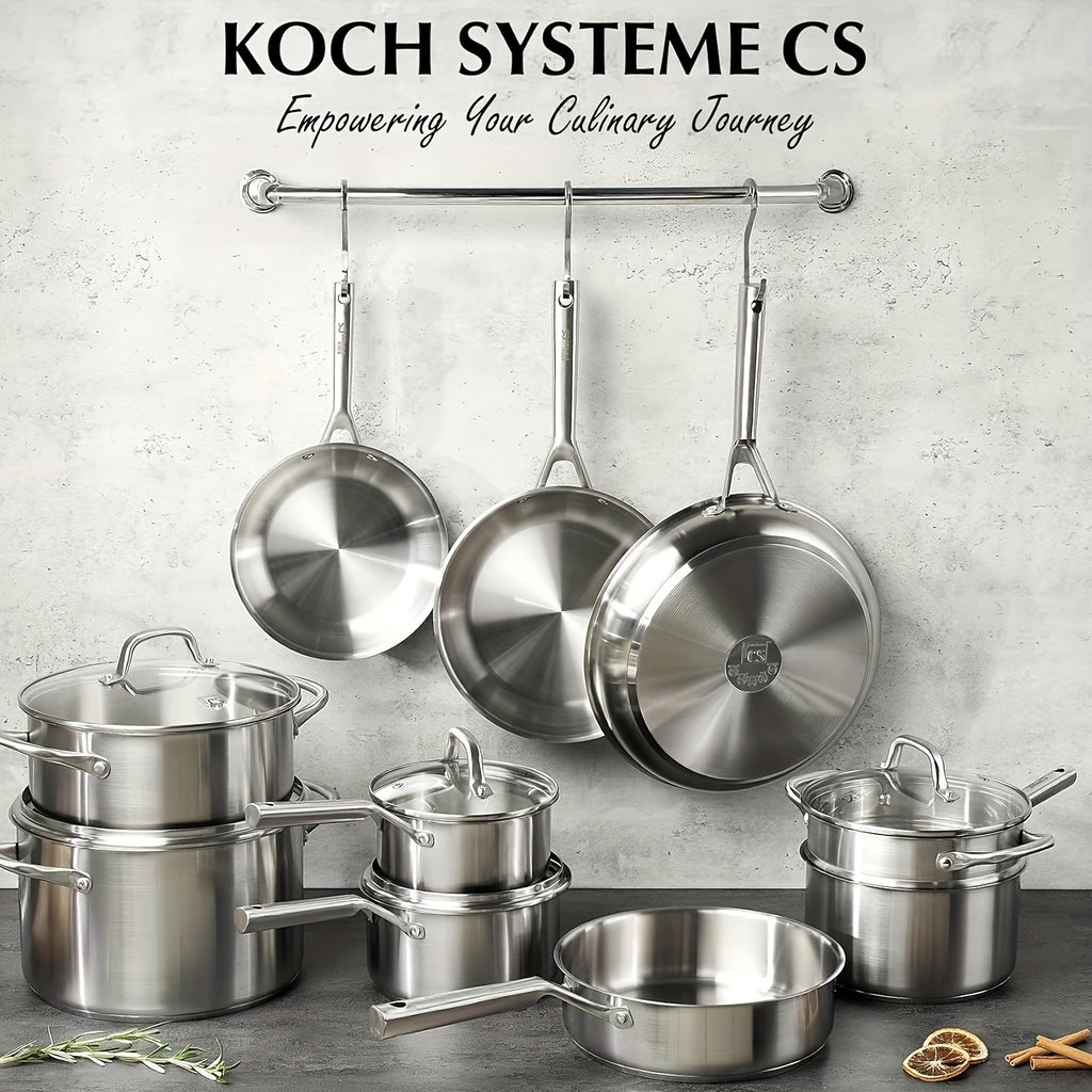 17pcs Stainless Steel Cookware Set, 17pcs Stainless Steel Pots And Pans Set for Home Cooking, Stainless Steel Kitchen Set Suitable for All Stoves, Induction Cookware Set, Oven & Dishwasher Safe