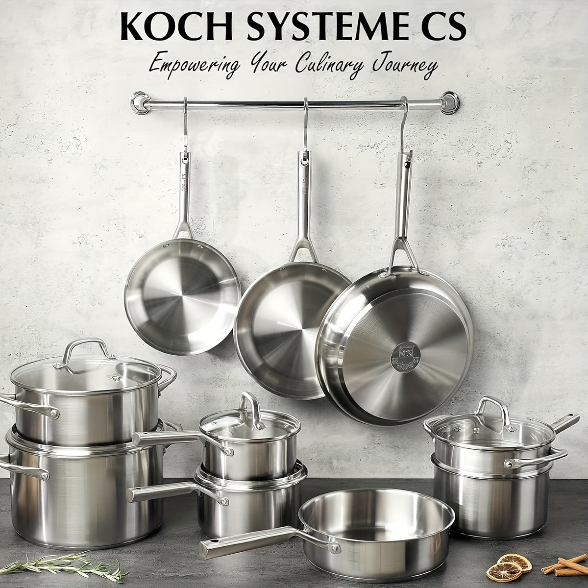 17pcs Stainless Steel Cookware Set, 17pcs Stainless Steel Pots And Pans Set for Home Cooking, Stainless Steel Kitchen Set Suitable for All Stoves, Induction Cookware Set, Oven & Dishwasher Safe