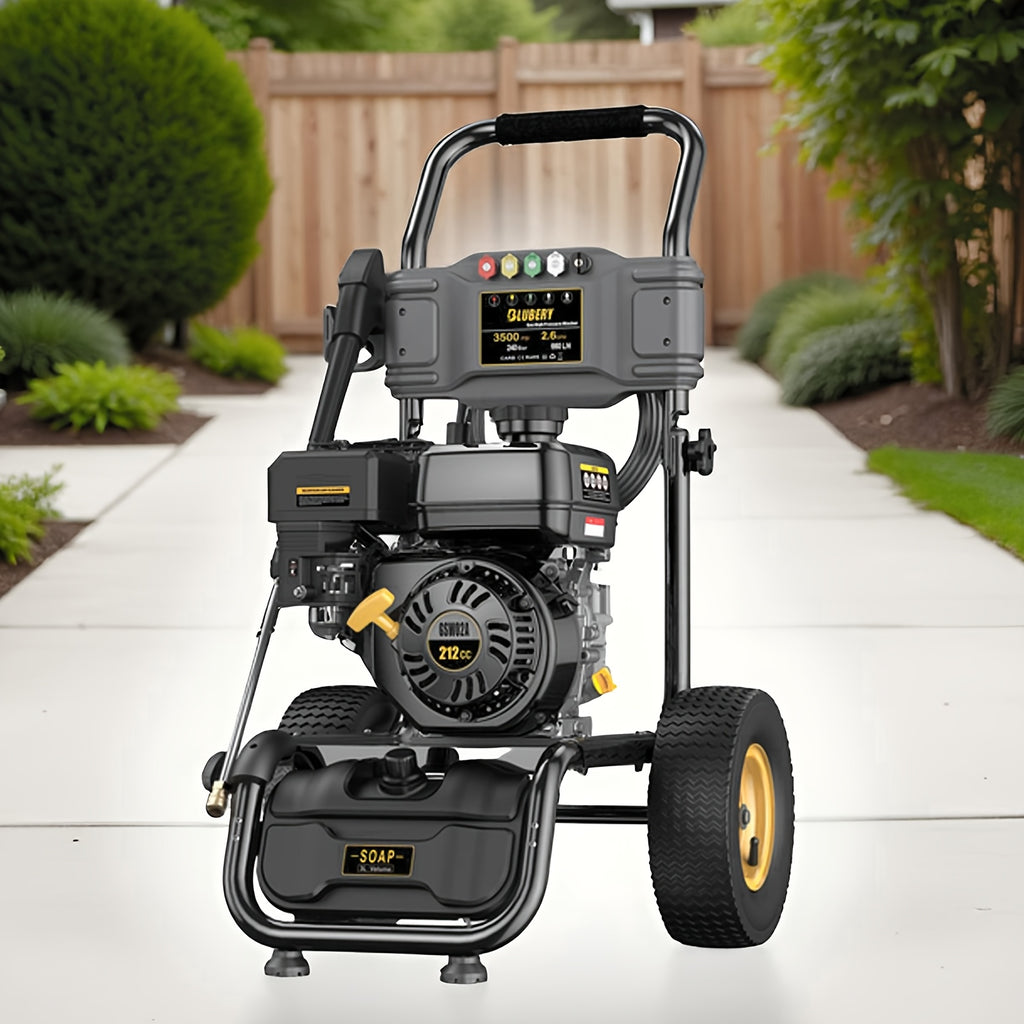 BLUBERY 3500 PSI Cold Water Gas Pressure Washer, 2.6 GPM Pressure Washer, 30Ft Pressure Hose, Black, Without Battery