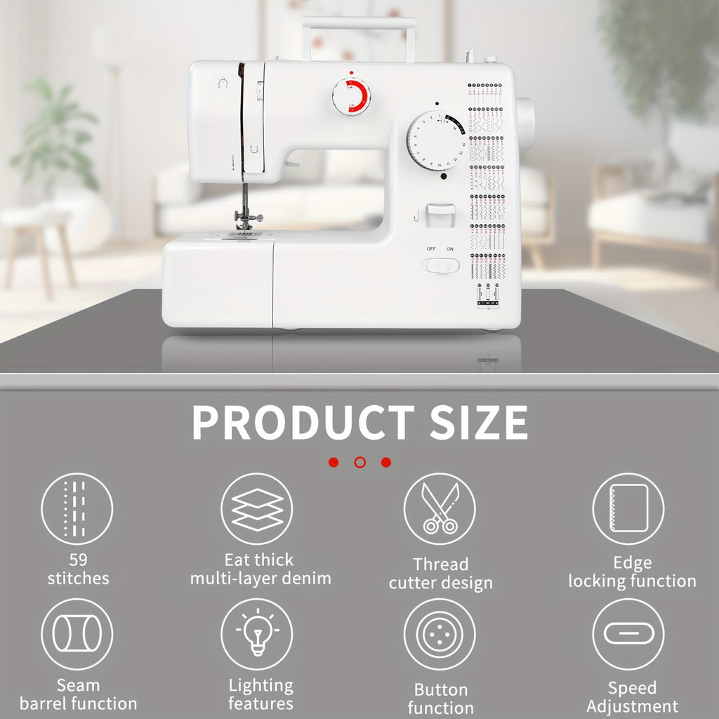 Sewing Machine -59 Needle Pedal Sewing Machine, 705 Multifunctional Home Sewing Machine, Two Options for Double Needle Sewing Mode And Single Needle Sewing Mode, Capable Of Sewing Up to 6 Layers Of Fabric, Meeting DIY Sewing Needs