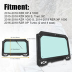 Full Glass Windshield for 2014-2018 Polaris RZR Models with Wiper and Black Aluminum Frame