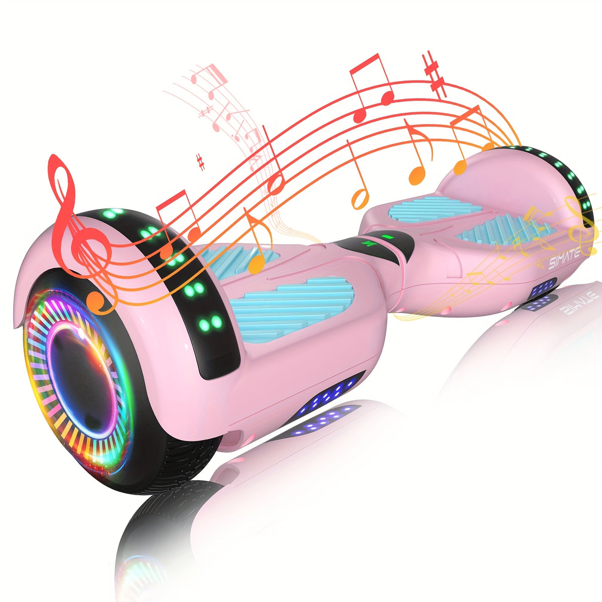 SIMATE 6.5" Hoverboard for Kids, Colorful LED Lights, Self-Balance Technology, Gift for Children, Teenagers And Adults, Maximum Speed Up to 7.5mph, Maximum Range Of 7.5 Miles, 300W