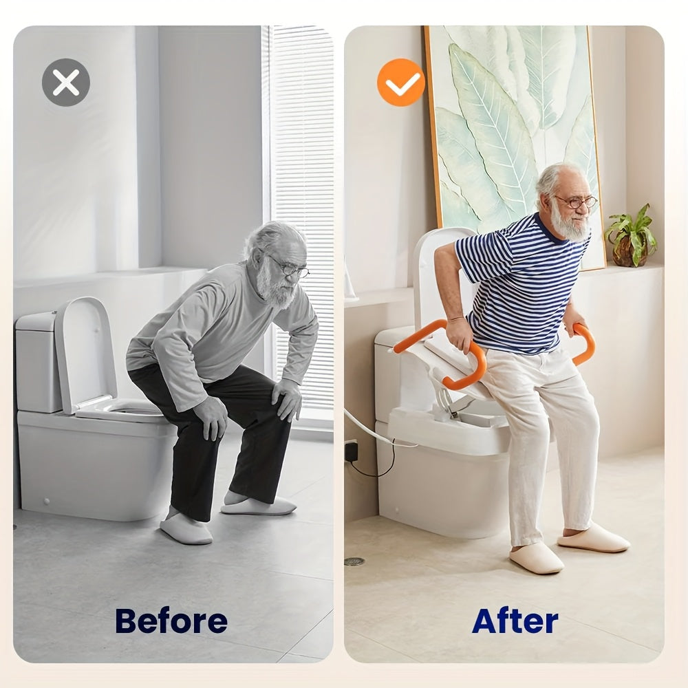 [For Elderly] Electric Raised Toilet Seat, Electric Toilet Seat Lift, Powered Toilet Seat Riser with Handles, Toilet Lift Seat for Elderly, Support Up to 330LBS