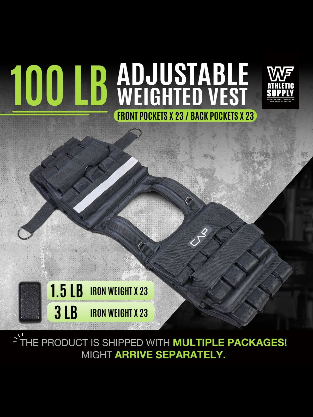 100LB Adjustable Weighted Vest for Strength Training, Workout and Running, Body Weight Vest for Men and Women, Weighted Jacket, Removable Weight Included, Regular Length