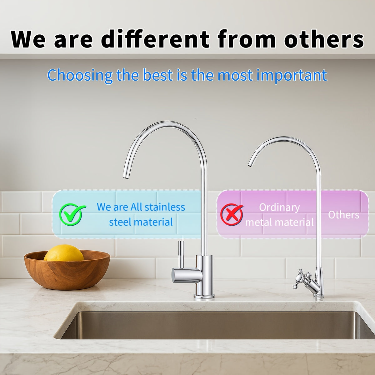 Drinking Water Filter, Reverse Osmosis Filter, 5-Stage Water Filtration Can Remove And Chlorine, with Independent Faucet, Real-Time Pressure Monitoring, Countertop, Under-Sink, Wall-Mounted Installation