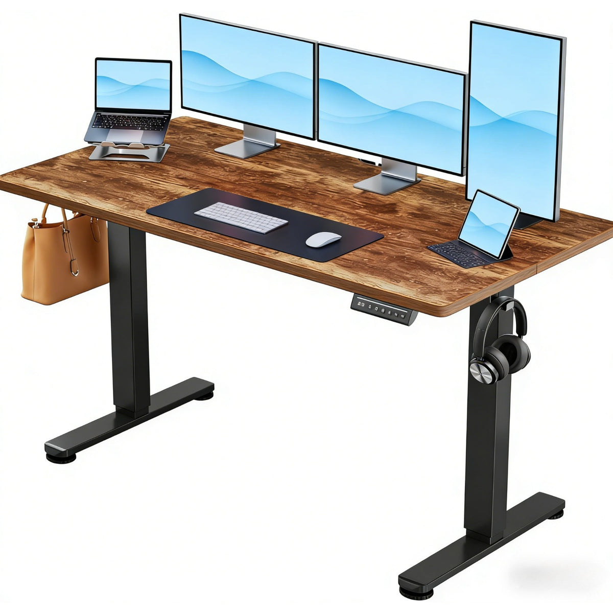 Electric Standing Desk, 65 x 27.6 Inch Height-Adjustable Workstation with Memory for Sit-Stand Home Offices