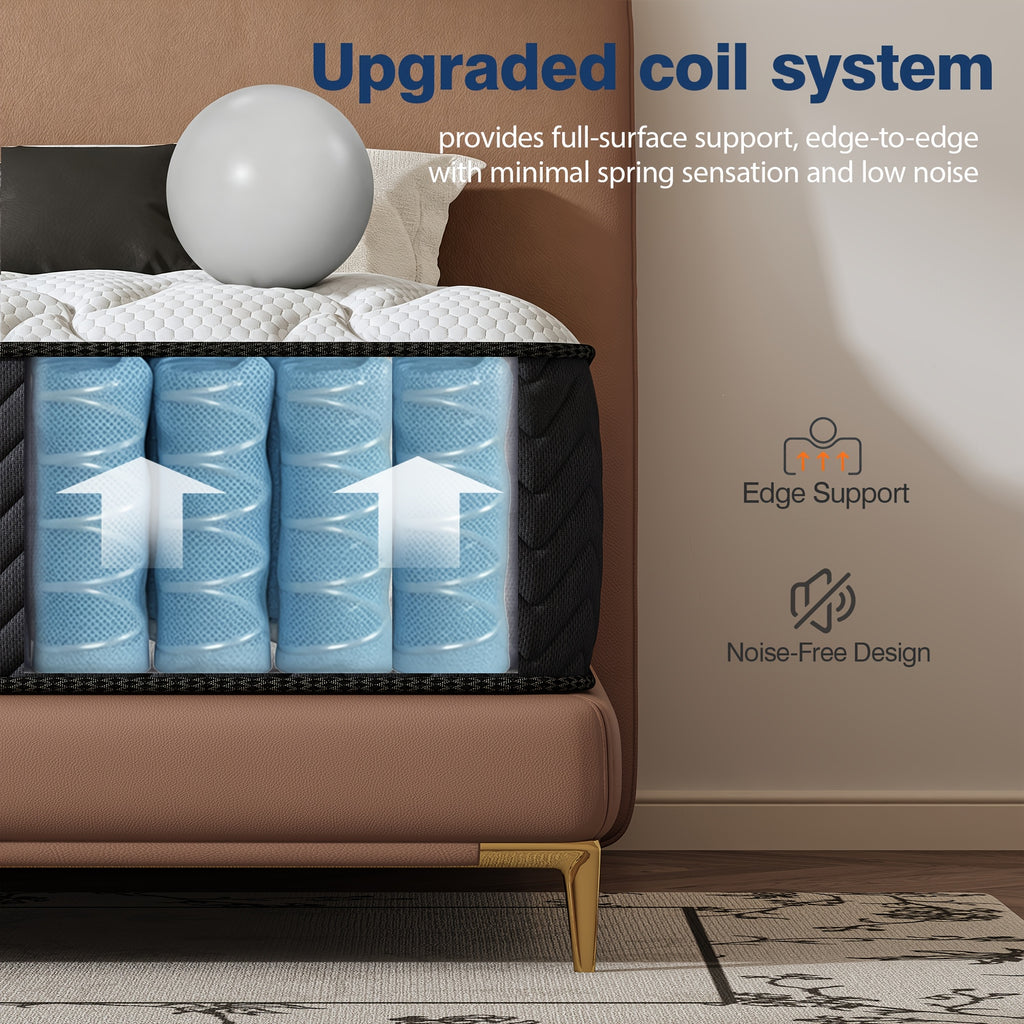 12/14 Inch Multilayer Hybrid Full Mattress Queen | Ergonomic Design with Memory Foam And Pocket Spring, Medium Firm Feel, Fire-Resistant, Polyester Cover, Woven Construction