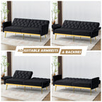 ACMEASE Velvet Sofa Bed Featuring Adjustable Armrests And Backrests, a Contemporary Recliner Sleeper Couch with a Tufted Design, a Convertible Loveseat Sofa with Golden Legs Suitable for The Living Room, Bedroom, Or Studio