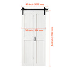 VEVOR Bifold Barn Door, 24" x 84"/36" x 84", MDF Bi-Fold Sliding Closet Doors, Hardware Kit Included, H-Frame Space-Saving Design, Need to Assemble, for Bedroom, Living Room, Wardrobe and Room Divider, White