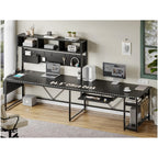 L-Shaped Gaming Desk, Reversible from a 67-Inch Corner Setup to a 94.5-Inch Two-Person Workstation