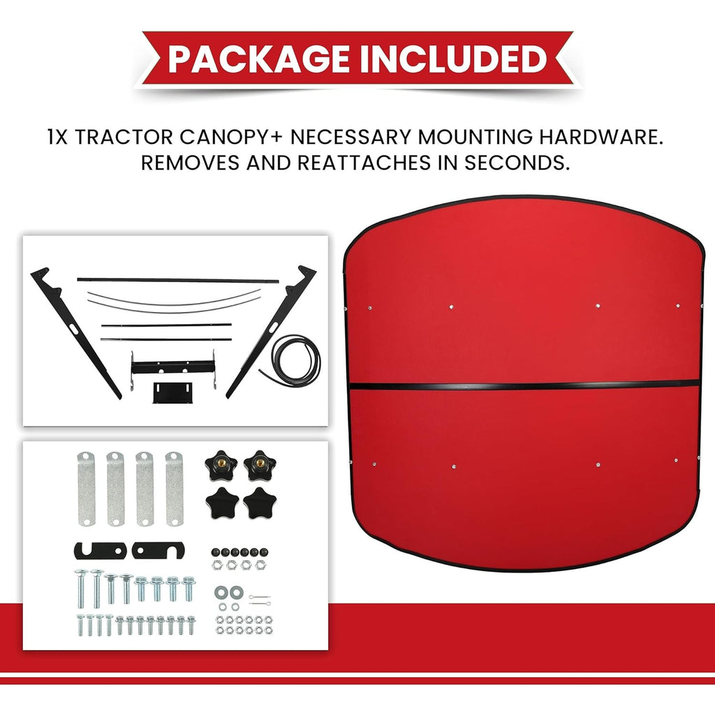 Tractor Canopy Compatible with All ROPS 48-3/8" X 48-3/8" Equipped Tractors and Mowers with a 2" x 2" or 2" x 3" ROPS (Will Add About 4'' to The Height of The Tractor, Red/Orange/Green/Wthite)